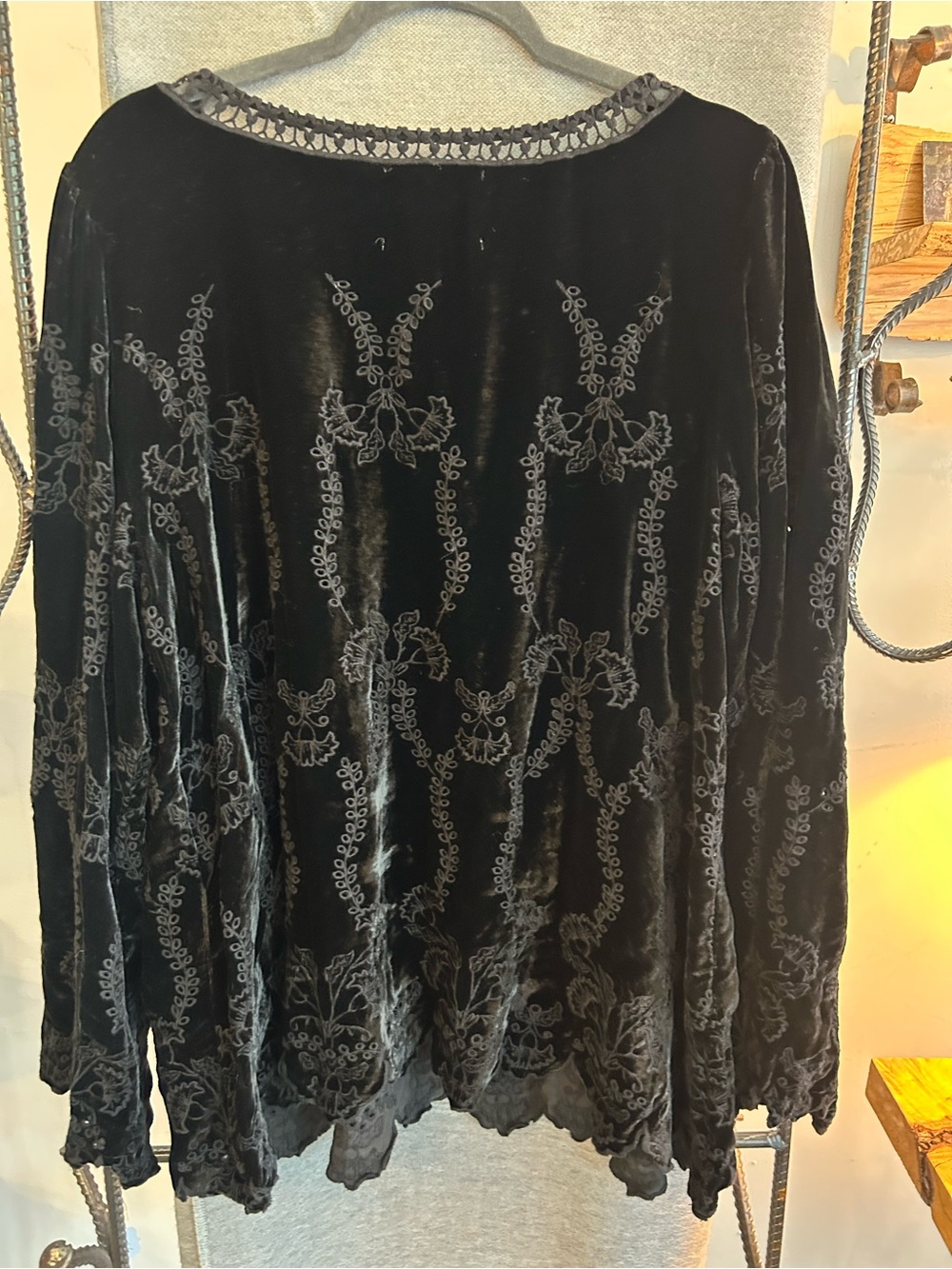 Johnny Was Althea Black Velvet Embroidered peasant V-Neck Tunic XL - Picture 7 of 9